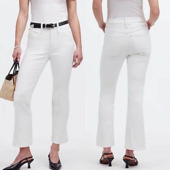 MADEWELL Jeans Women 29 White Kick Out Crop Mid-Rise Cali Demi NI961 - Picture 1 of 13